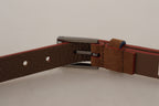 Dolce & Gabbana Brown Logo Engraved Metal Waist Buckle Belt