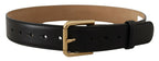 Dolce & Gabbana Black Solid Leather Classic Gold Waist Buckle Belt