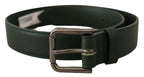 Dolce & Gabbana Army Green Leather Logo Metal Waist Buckle Belt