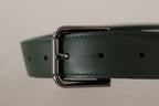 Dolce & Gabbana Army Green Leather Logo Metal Waist Buckle Belt