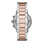 Emporio Armani Silver and Bronze Steel Chronograph Watch