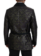 Dolce & Gabbana Dark Gray Purple Baroque Jacket Blazer Robe