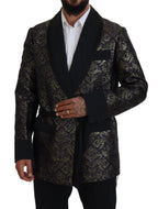 Dolce & Gabbana Dark Gray Purple Baroque Jacket Blazer Robe