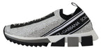 Dolce & Gabbana Silver Rhinestones Sorrento Sneakers Shoes