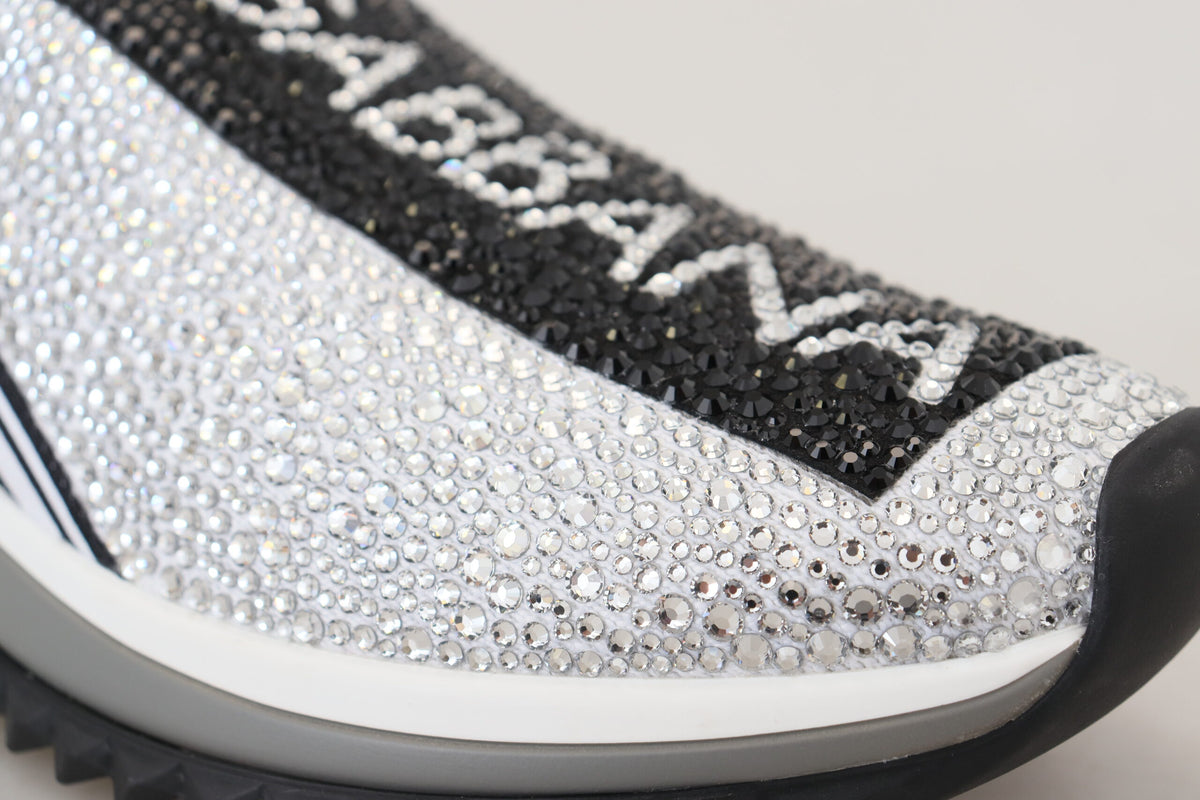 Dolce & Gabbana Silver Rhinestones Sorrento Sneakers Shoes