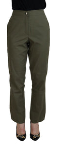 LAUREL Green Cotton High Waist Women Tapered Pants