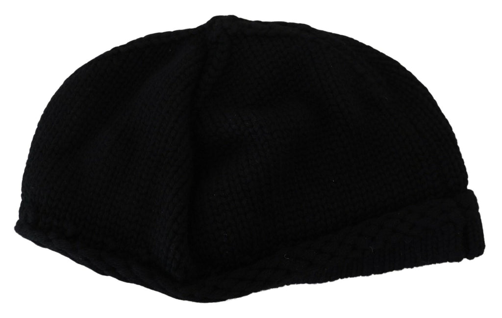 Dolce & Gabbana Black Virgin Wool Women Winter Beanie Cap Hat