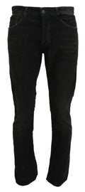 Costume National Gray Cotton Corduroy Men Casual Jeans