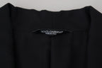 Dolce & Gabbana Dark Gray Robe Striped DG Patch Jacket Men Blazer
