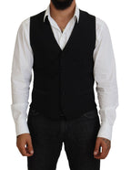 Dolce & Gabbana Dark Gray Virgin Wool Waistcoat Formal Vest