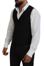 Dolce & Gabbana Dark Gray Virgin Wool Waistcoat Formal Vest