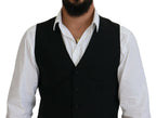 Dolce & Gabbana Dark Gray Virgin Wool Waistcoat Formal Vest