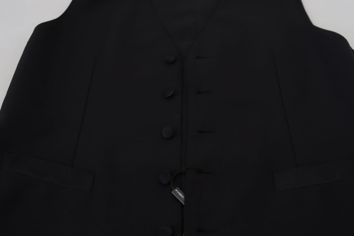 Dolce & Gabbana Dark Gray Virgin Wool Waistcoat Formal Vest