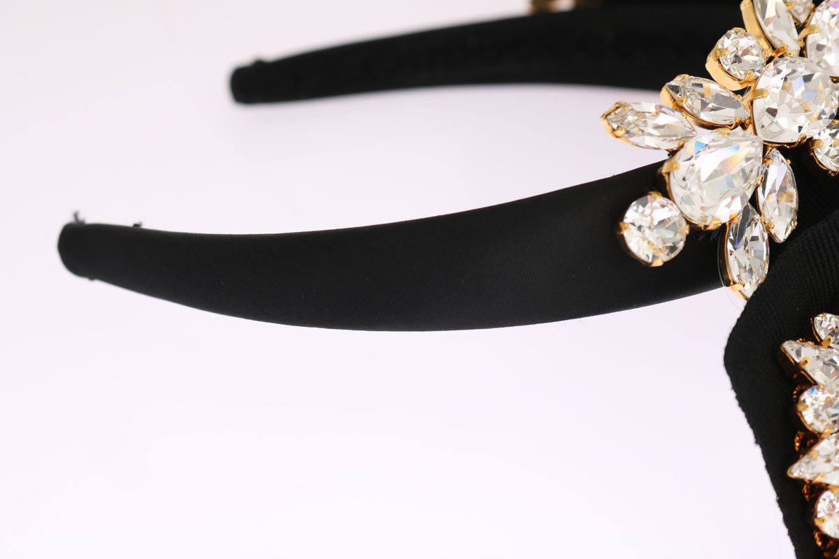 Dolce & Gabbana Black Crystal White Hair Parrucchiera Headband Diadem