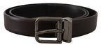 Dolce & Gabbana Dark Purple Leather Box Borchia Metal Buckle Belt