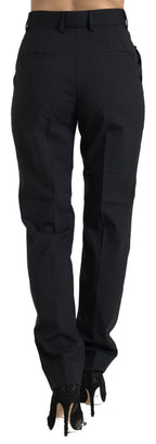 Dolce & Gabbana Black Wool High Waist Tapered Pants