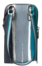 Dolce & Gabbana Blue Leather Purse Crossbody Sling Phone Bag Unisex