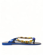 Dolce & Gabbana Blue Crystals Flats Sandals Beachwear Shoes