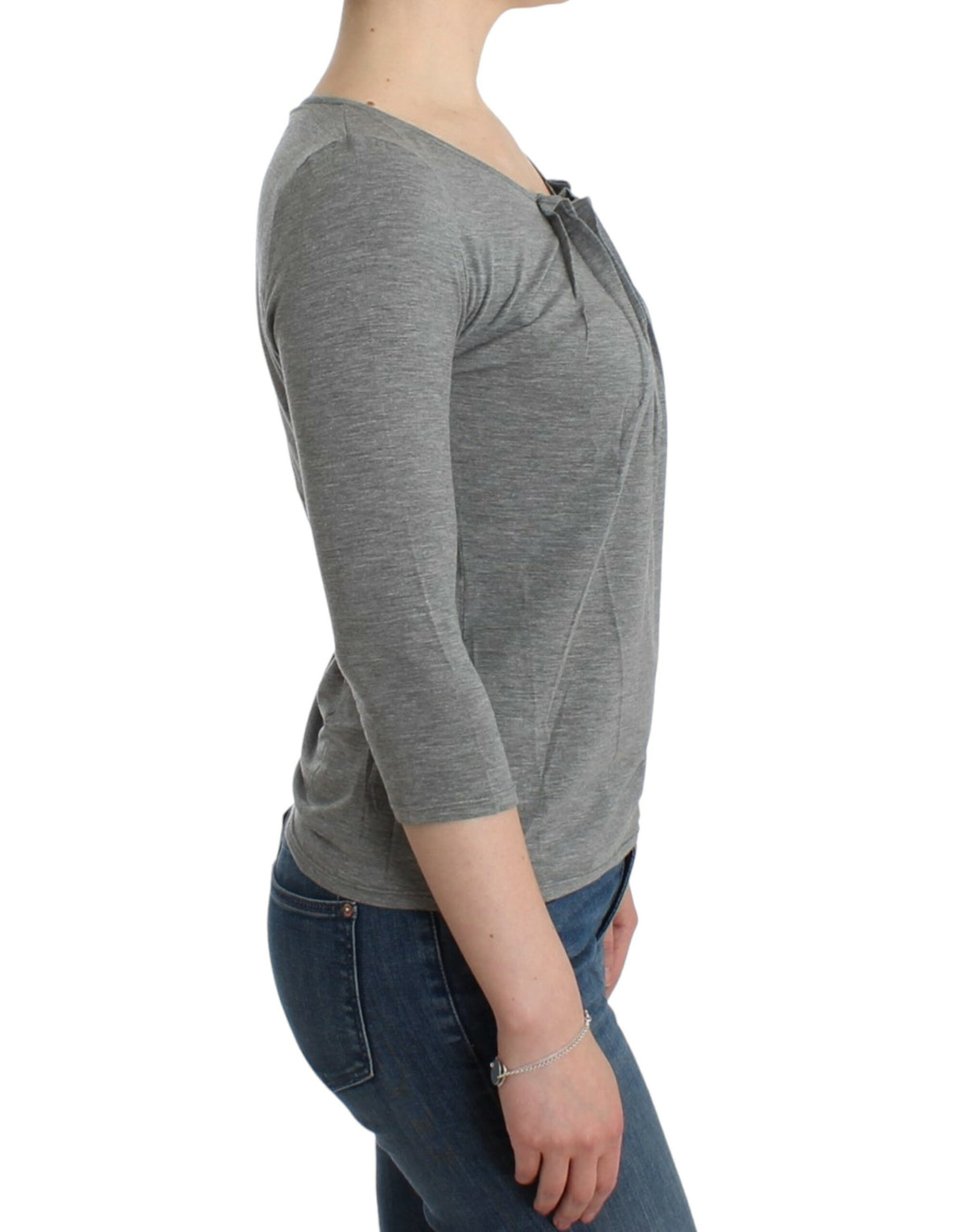 Cavalli Gray 3/4 sleeves jumper top