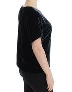 Dolce & Gabbana Black velvet shortsleeved blouse
