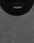Dolce & Gabbana Gray Black Lace Wool Cashmere Sweater