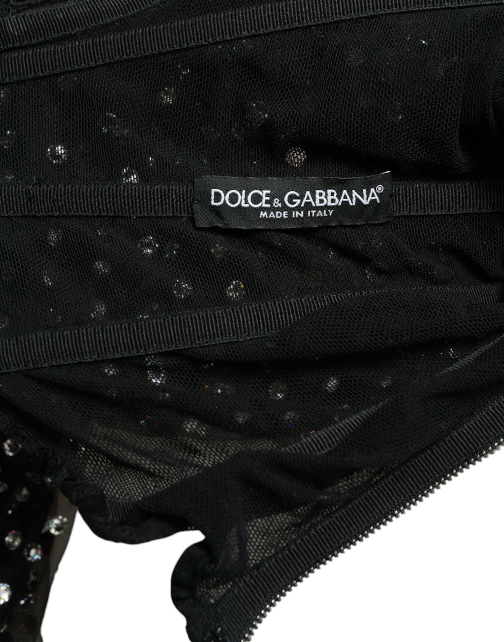 Dolce & Gabbana Black Crystal Embellished A-line Gown Dress