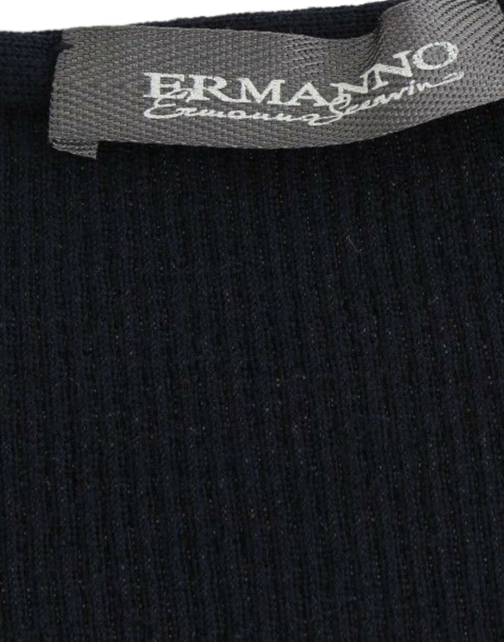 Ermanno Scervino Blue Knitted Wool Stretch Sweater Top