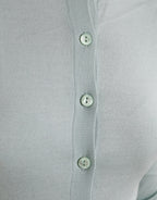 Dolce & Gabbana Light Blue Silk Crew Neck Cardigan Sweater