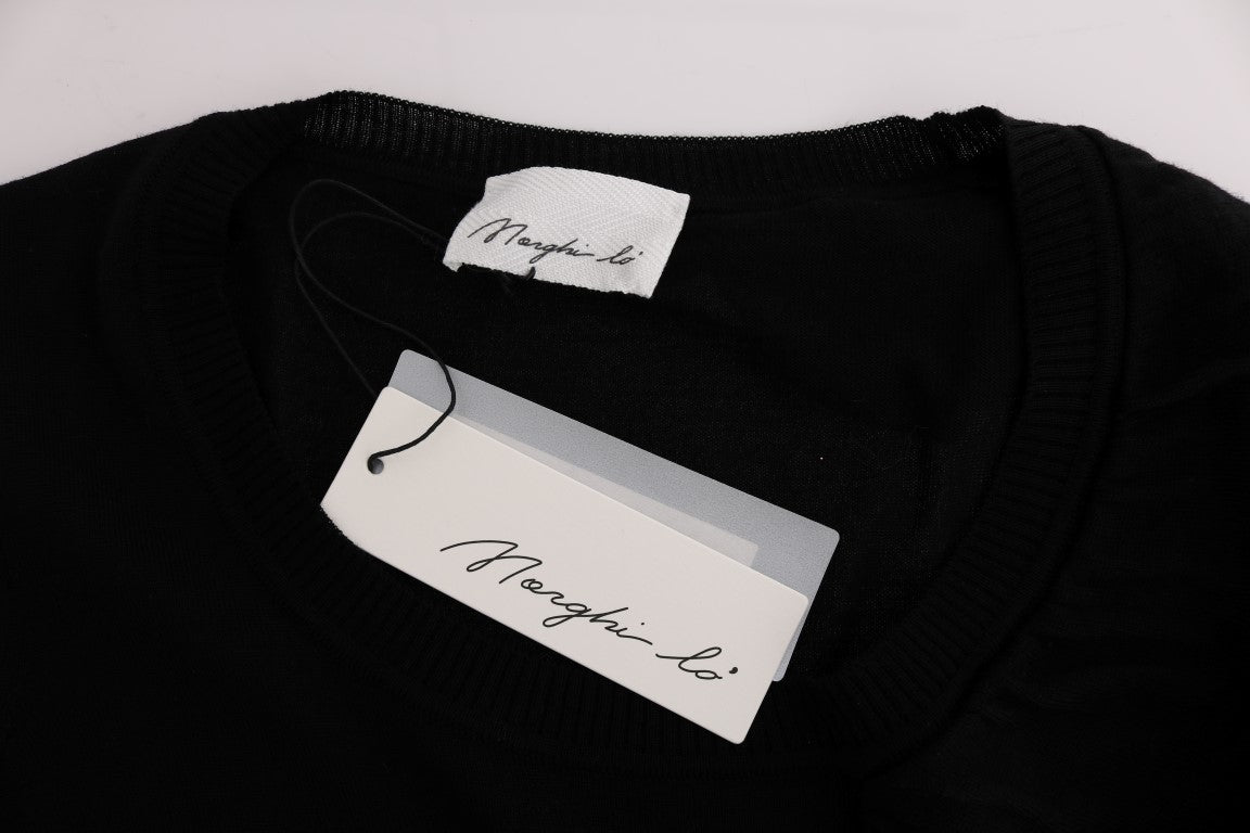 MARGHI LO' Black 100% Lana Wool Top Blouse T-shirt
