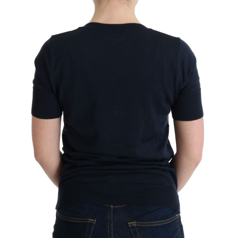 MARGHI LO' Blue 100% Lana Wool Blouse Top