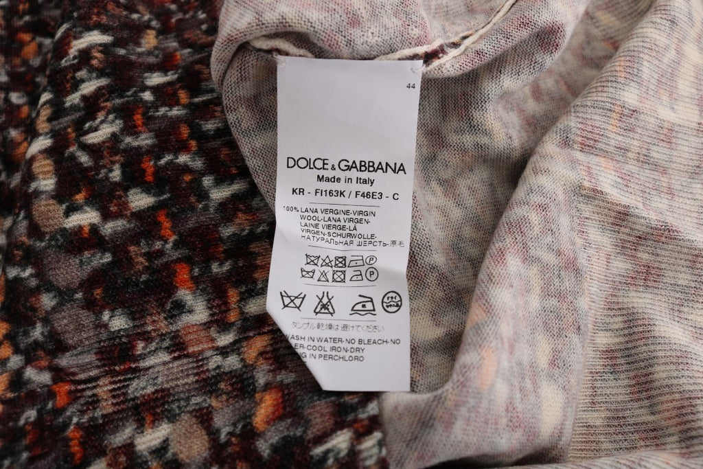 Dolce & Gabbana Multicolor Print Knit Top Wool T-shirt