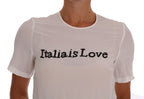 Dolce & Gabbana White Silk ITALIA IS LOVE Blouse T-shirt