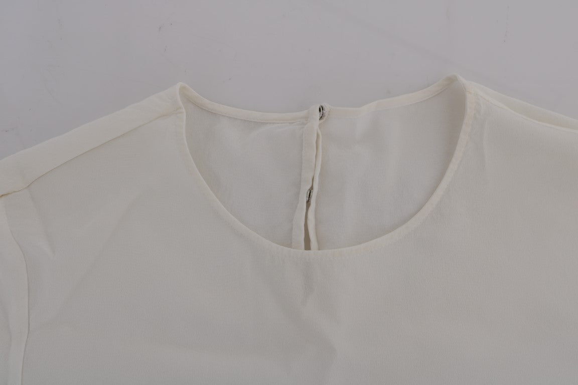 Dolce & Gabbana White Silk ITALIA IS LOVE Blouse T-shirt