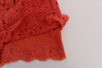 Dolce & Gabbana Orange Macramé Lace Pencil Skirt