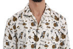 Dolce & Gabbana White Silk JAZZ Motive Print Shirt