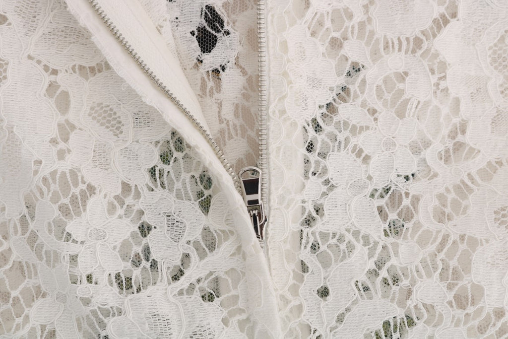 Dolce & Gabbana White Crystal Embellished Lace Blouse
