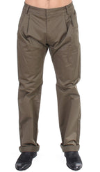 GF Ferre Green Cotton Stretch Comfort Fit Pants