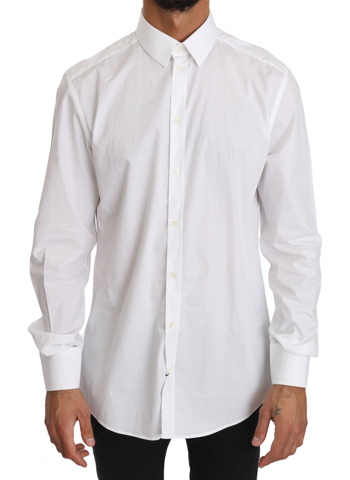Dolce & Gabbana White Cotton GOLD Dress Shirt