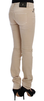Cavalli Beige Wash Slim Fit Cotton Stretch Jeans