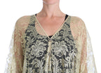 Dolce & Gabbana Gold Floral Lace Crystal Gown Cape Dress