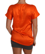 Dolce & Gabbana Silk Orange Lemon Crystal T-shirt Top