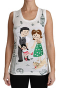 Dolce & Gabbana White Cotton #dgfamily Sleeveless Shirt Tank Top