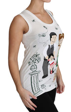 Dolce & Gabbana White Cotton #dgfamily Sleeveless Shirt Tank Top