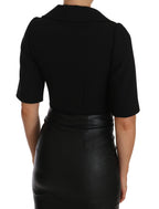 Dolce & Gabbana Black Short Fitted Wool Cropped Jacket Blazer