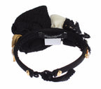 Dolce & Gabbana Diadem Headband Tiara White Rose Crystal Hair Gold