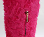Dolce & Gabbana Pink Lamb Fur Leather Flat Boots