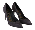 Dolce & Gabbana Gray Suede Leather Stiletto  Shoes Heels
