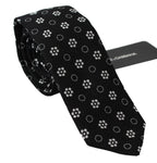 Dolce & Gabbana Dark Gray 100% Silk Floral Print Print Classic Tie