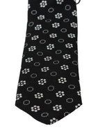 Dolce & Gabbana Dark Gray 100% Silk Floral Print Print Classic Tie